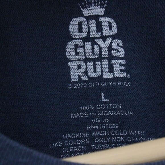Old Guys Rule Shirt Mens Large Navy Blue Short Sleeve Beach Surfing Graphic Logo - Picture 6 of 8